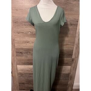 See You Monday Long Green XL Junior Dress Bodycon Slit Brand NEW Short Sleeves
